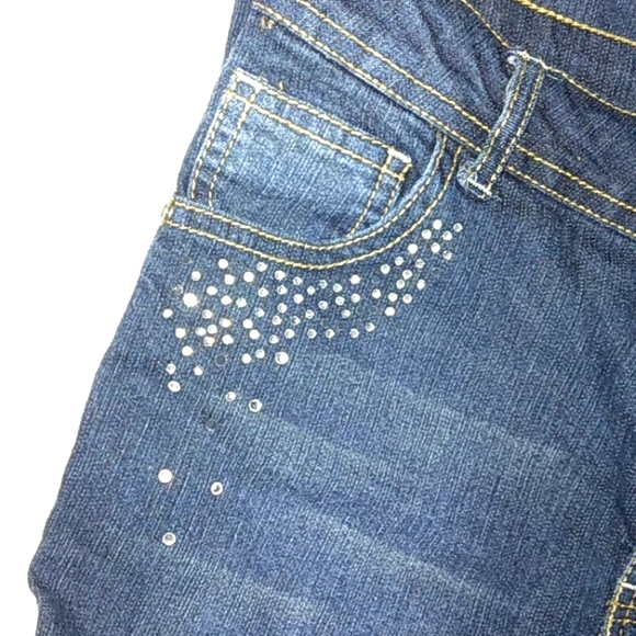 GUC Girls FADED GLORY Studded/Bedazzled Dark Wash Skinny Straight Jeans~Sz 14 1 - Picture 8 of 13